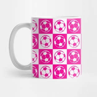 Checkboard Football / Soccer Ball Pattern - Pink and White Mug